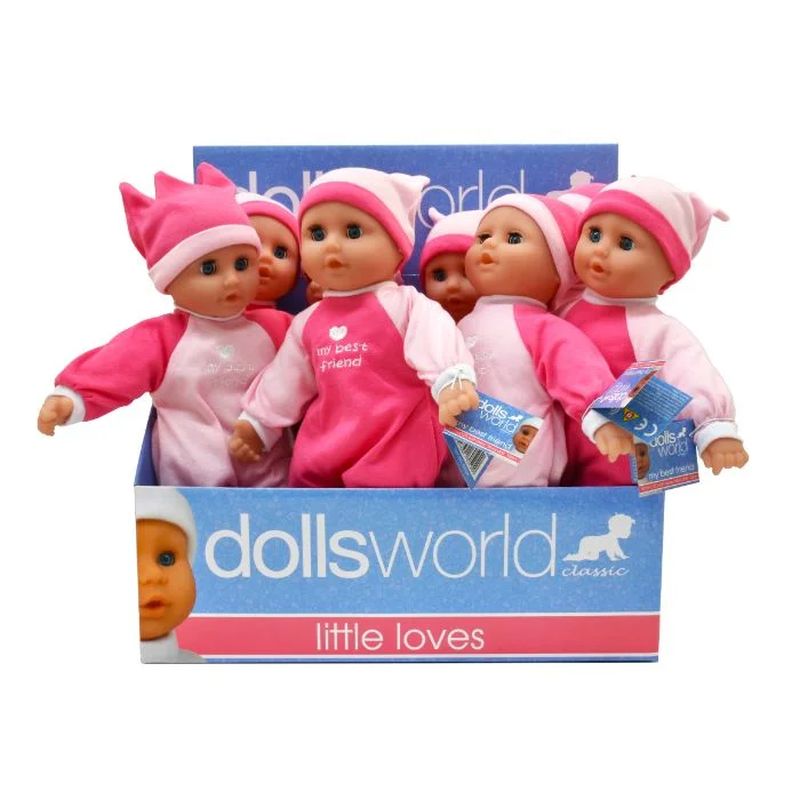 En lille dukke som du kan holde te gilde med sammen med andre dukker og bamser eller tage med når man skal sove for dukken kan nemlig også sove sammen med dig og kan lukke sine bitte små øjne.